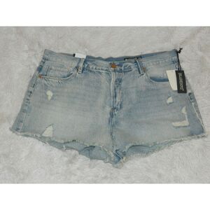 BLANKNYC Jean Shorts Size 16W The Frayed Distressed High Waisted Light Wash